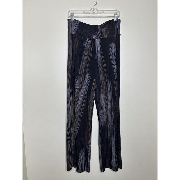 Clara Sun Woo Size XL Wide Leg Pull On Pants Stretchy Liquid Knit Stripe Geo - Picture 1 of 7